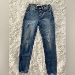KanCan High Rise Distressed Blue Jeans